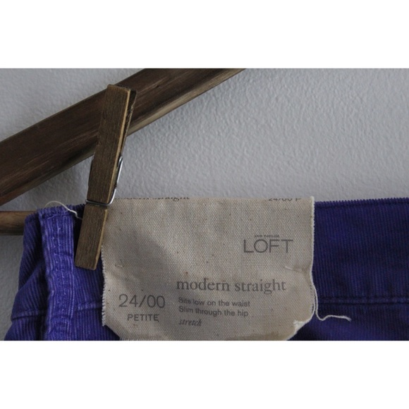 Ann Taylor LOFT Retro Purple Modern Straight Courduory Pants 00 24 Petite - Picture 4 of 6